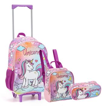 Kit-Mochila-Carrinho---Lancheira---Estojo-Roxo-Kids-Sereia-e-Unicornio-|-Seanite-Tamanho--UN---Cor--ROXO-0